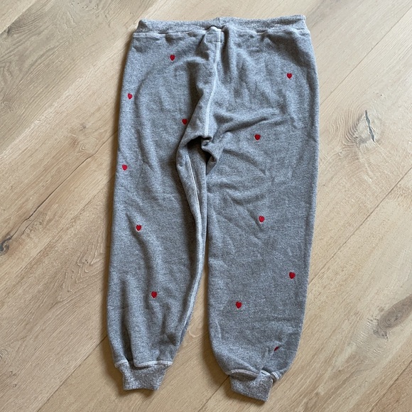 THE GREAT. Grey Embroidered Hearts Joggers. Size 1 - Picture 5 of 6